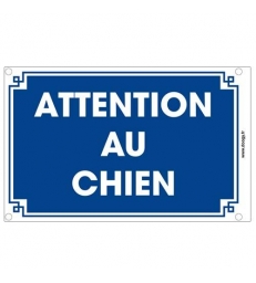 Plaque "Attention au chien" bleue