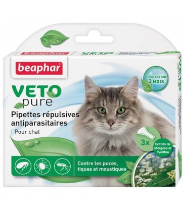 Pipettes répulsives anti-parasitaires Beaphar Chat