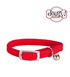 Collier nylon simple chromé chat rouge