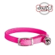 Collier nylon simple chromé chat rose