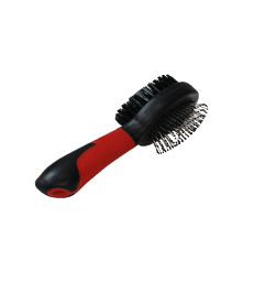 Brosse Perfect Care double : à picots métal et poils .Lg : 23 cm