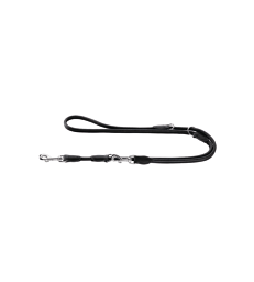 Laisse cuir Hunter Round & Soft multiposition .1,0 cm - Lg : 200 cm - Noir