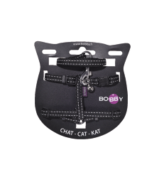 Ensemble harnais/laisse chat Bobby Safe .Chaton - 1,0 cm - Laisse 100 cm - Noir