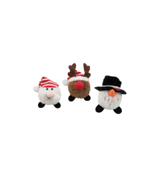 Jouet Noël chien : 6 peluches .Père Noël+Renne+Bonhomme de Neige -Lg : 16 à 22 cm