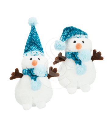 Jouet Noël chien : Lot de 4 peluches Bonhomme de neige