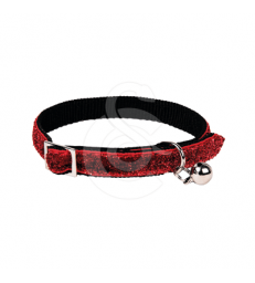 Collier chat Wouapy Paillette .1,0 cm - Longueur : 32 cm - Rouge