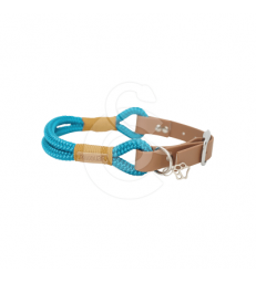 Collier Pawouaf .2 x 10 mm - Lg : 34/41 cm - Bleu pétrole/Marron/Caramel