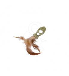 Jouet chat Wouapy : poisson en herbe à chat à plumes.Lg : 12 cm