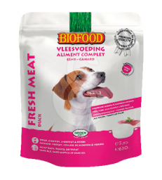 Aliment complet Canard pour Chien Biofood. Sachet de 7 portions (petites saucisses de 90 g)