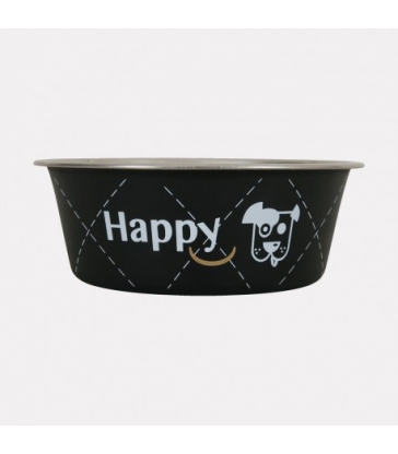 Gamelle inox Happy Dog noire - 0,8 l